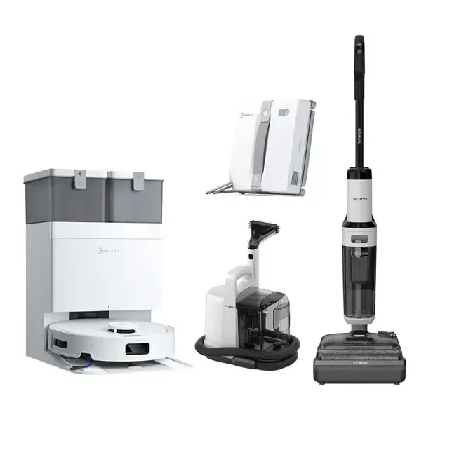 Ecovacs Çeyiz Seti 4ü 1 Arada- T30C Prime Omni Robot Süpürge, Cam Silme Robotu, S6 Stretch ve Koltuk Yıkama
