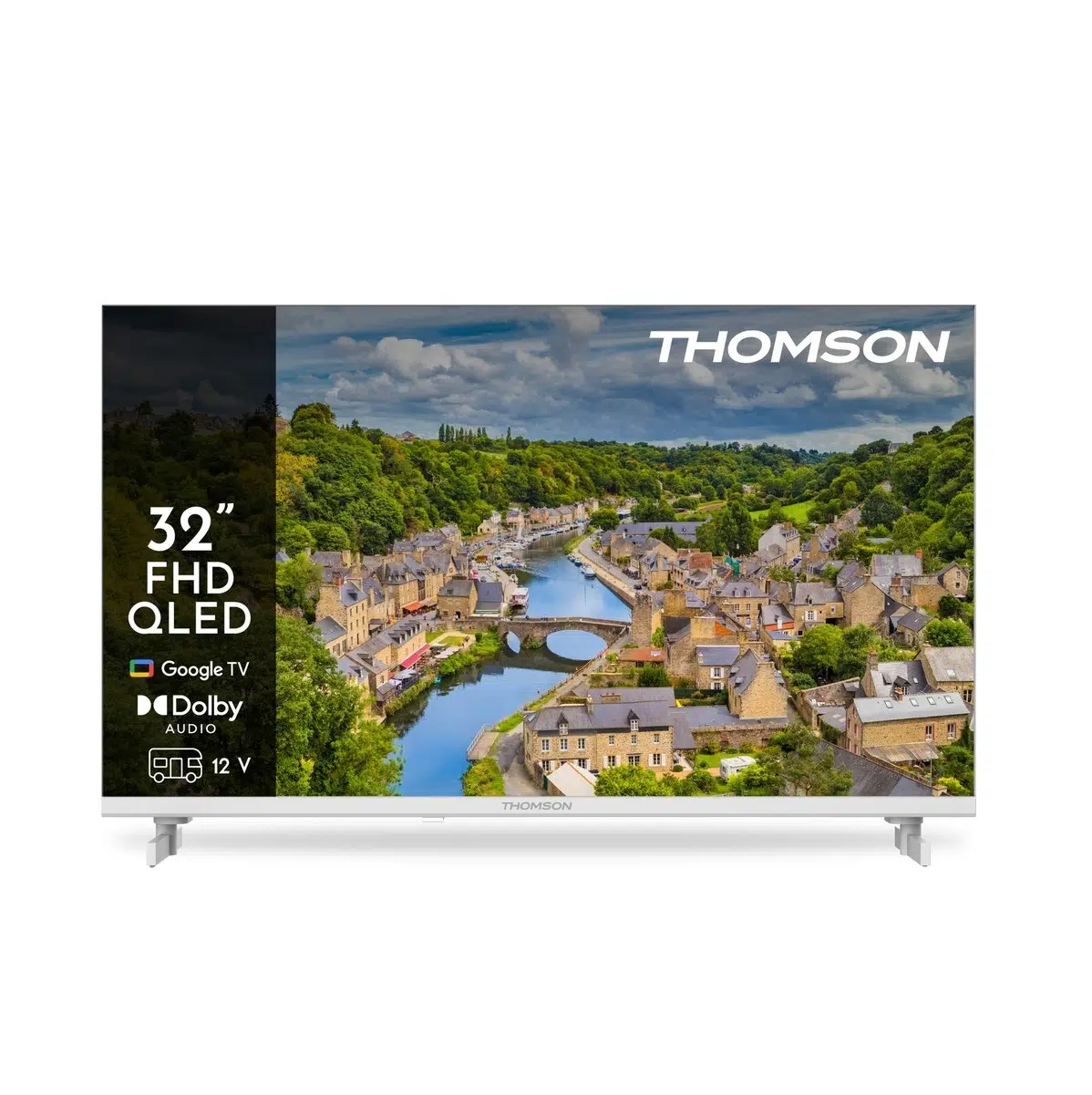 Thomson Tv 32 Inç (80 Cm) Fhd QLED Smart Google Tv, 12V Adaptör, Sesli Kontrol, Google Cast, Dolby Audio, HDR10, Wifi, Bluetooth, 3x Hdmı, Beyaz, 32FQG3S15CW